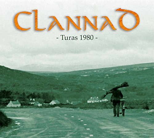 Clannad album cover: landscape with a figure walking a bicycle.