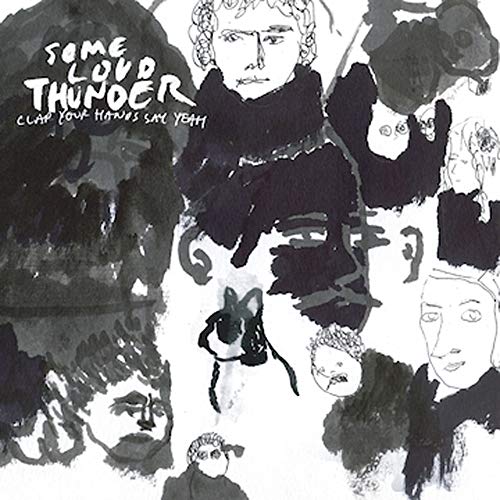 Black and white album cover with sketched faces and text.