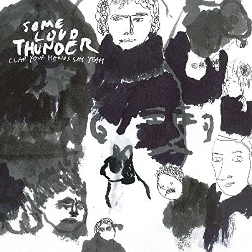 Album cover with black and white ink sketches of faces and text.