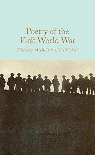 Book cover: "Poetry of the First World War" with silhouetted soldiers.