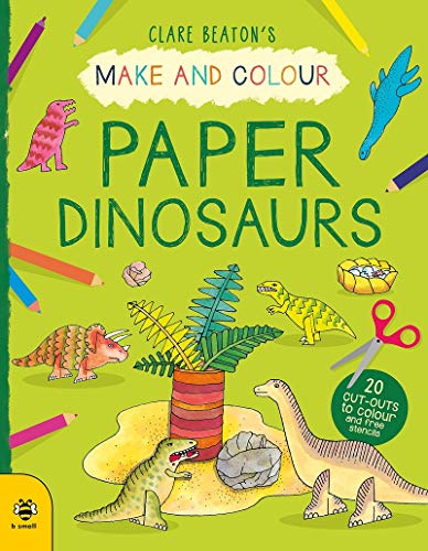 Book cover featuring colourful paper dinosaur cut-outs and crafting supplies.