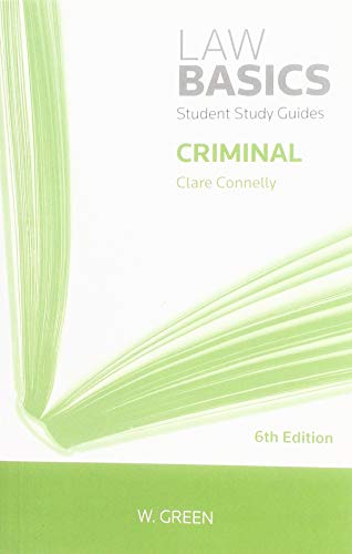 Green and white textbook cover titled "Criminal Law Basics (Scottish Law)".
