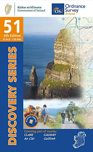 Map cover featuring the Cliffs of Moher, Ireland, and outdoor activities.