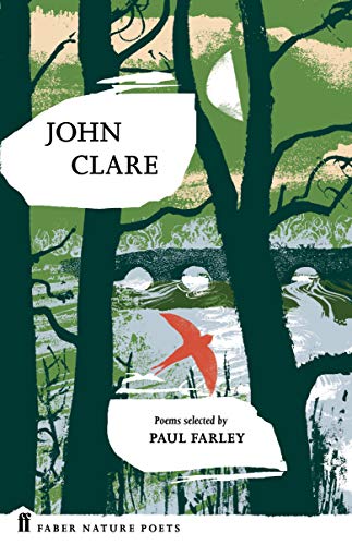 Book cover for John Clare, featuring a red bird, trees, and a stone bridge.