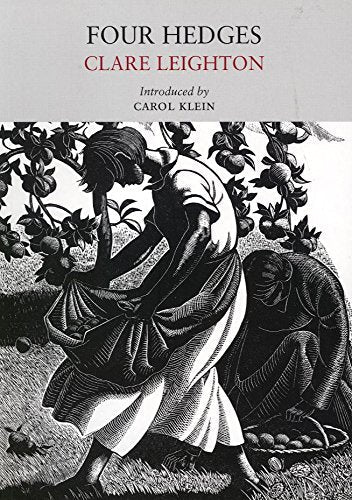 Book cover: "Four Hedges" with a woodcut illustration of women harvesting.