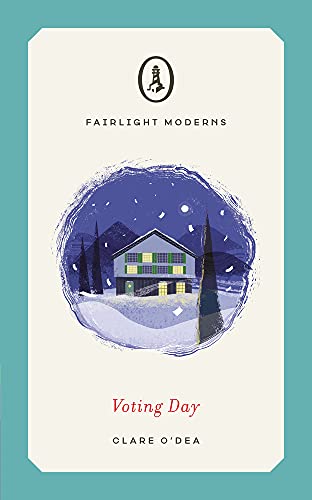 Book cover: snowy house scene within a blue circular frame.