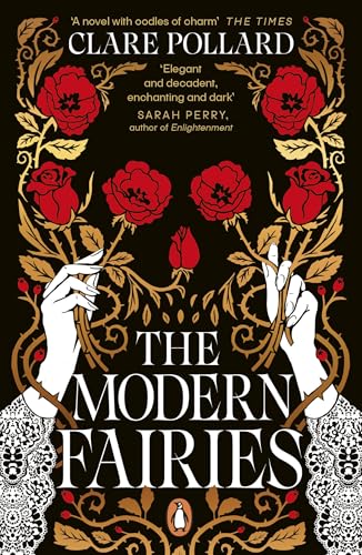 Book cover for “The Modern Fairies” with red roses and hands.