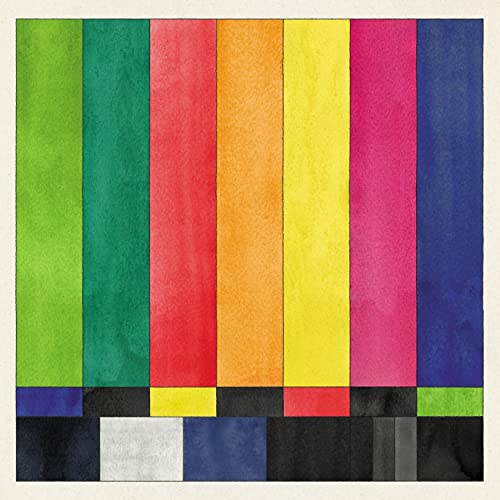 Album cover with vertical stripes of watercolor paint in various colors.