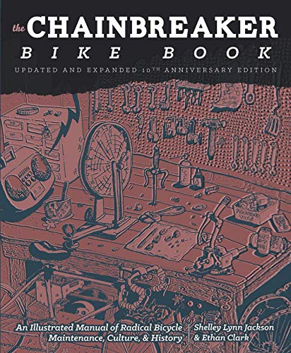 Book cover: illustrated bicycle repair manual with tools and a workbench.