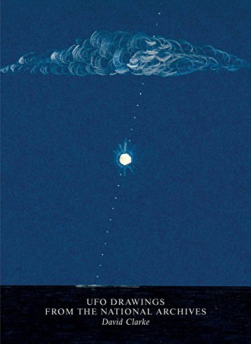 A bright light descends from a cloud toward a dark horizon on a blue background.