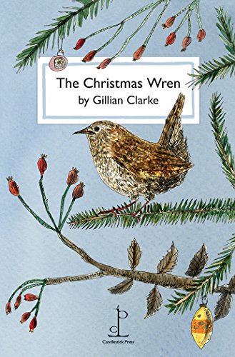 Book cover featuring a brown wren on a branch with Christmas decorations around it.