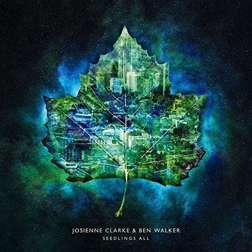 Album cover: a green leaf with a cityscape inside, against a starry sky.