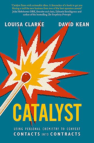 Book cover with a red starburst and lit match, title “Catalyst.”