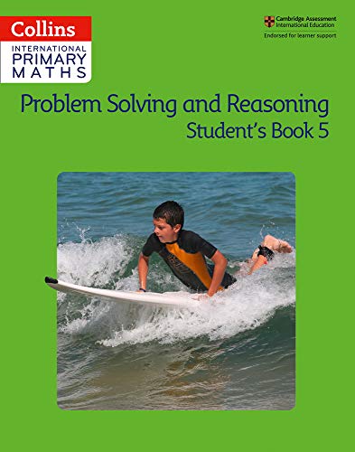 Green textbook cover with a boy surfing, titled “Problem Solving and Reasoning.”