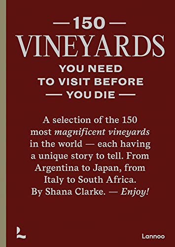 Book cover with dark red background and white text titled 150 Vineyards You Need Visit.