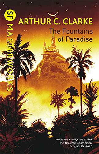 BookSSC. Clarke book cover featuring a futuristic tower atop a mountain with palms.
