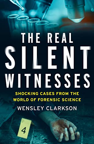 Book cover: forensic science, crime scene evidence, and bold white text.