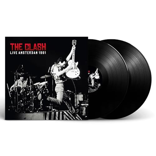 The Clash live album cover and two black vinyl records.