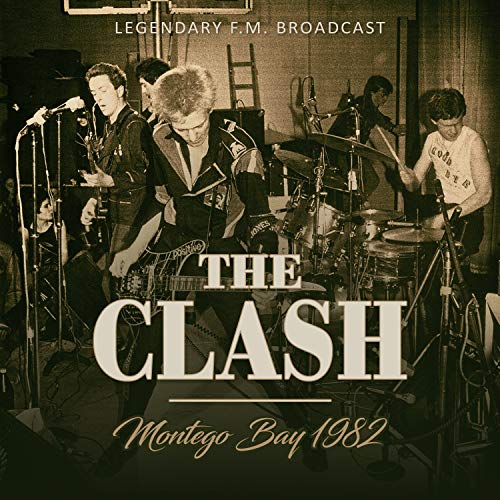 The Clash band performing live in 1982, sepia-toned album cover.