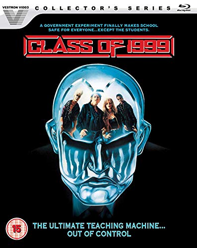 Blu-ray cover for "Class of 1999" featuring a robotic head and students.
