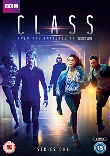 "Class Series 1 DVD cover featuring four people running down a corridor with a shadowy figure."