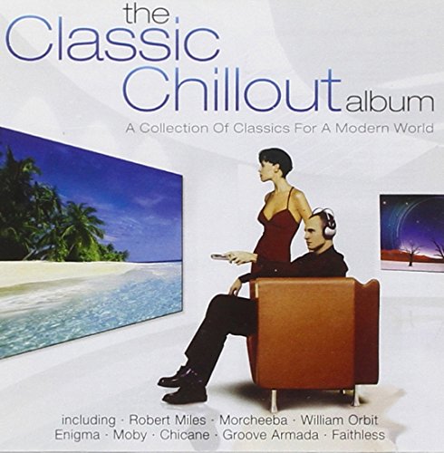 CD cover featuring a couple in a modern room with tropical beach projections.