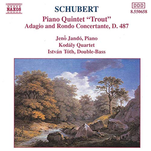 CD cover for Schubert’s “Trout” Quintet with a landscape painting.