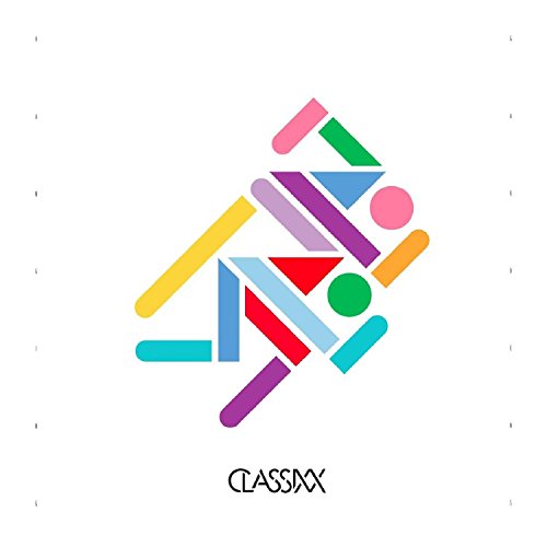 The image is a CD cover for "Classixx - Hanging Gardens". The alt text is: "Multicolored geometric shapes on a white background with 'Classixx' text."