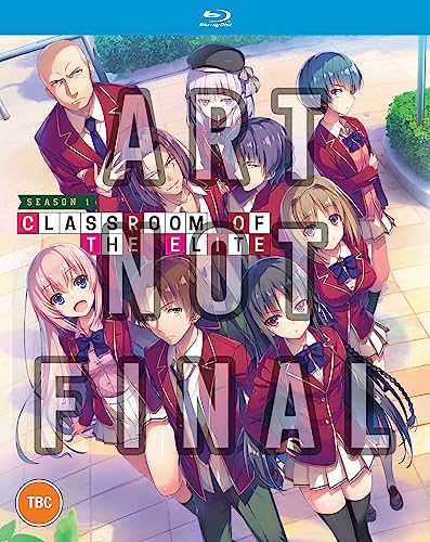 Classroom of the Elite" Season 1 Blu-ray cover with anime characters in school uniforms.