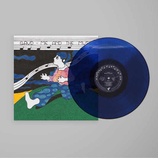 Blue vinyl LP of Claud’s “Me and the Music” with illustrated cover art.