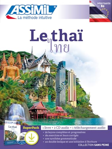 Thai language learning pack cover with Buddha statue and Thai landmarks.
