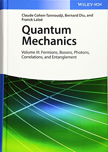 Book cover: "Quantum Mechanics, Volume 3" with abstract green lines.