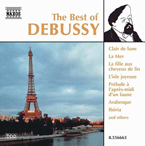 CD cover for Debussy’s “The Best of Debussy” with Eiffel Tower image.