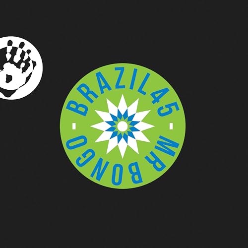 Black background with a green and white circular Brazil45 logo and hand.