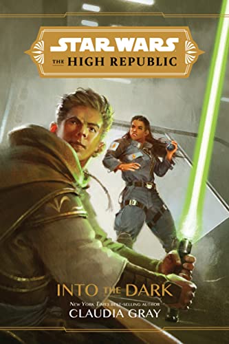 Book cover: two figures with lightsabers, dark background, “Into the Dark.”