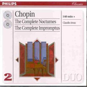 CD case for Claudio Arrau performing Chopin nocturnes and impromptus.