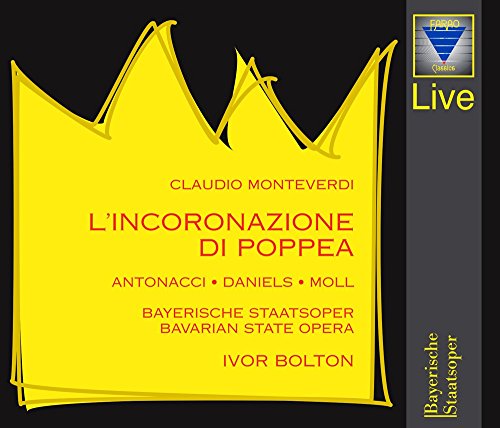CD cover for Monteverdi’s “L’incoronazione di Poppea” with a yellow crown.