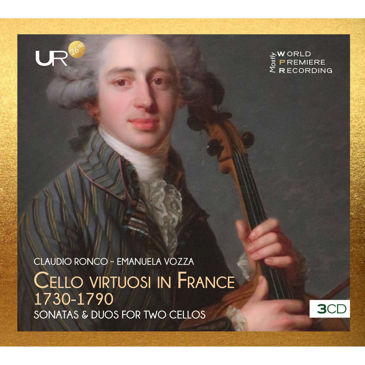 CD cover: portrait of a man with a cello, text details album title.