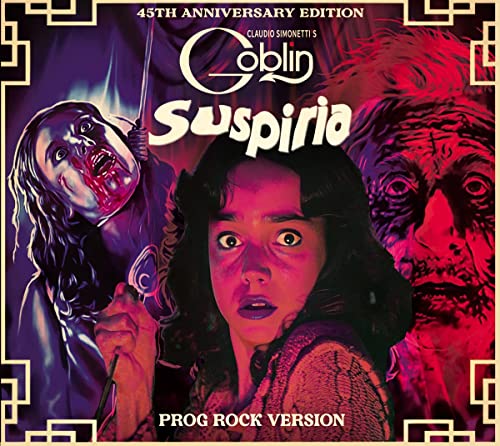 “Suspiria” CD cover with distressed horror imagery and red border.