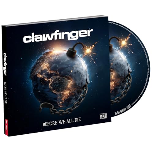 Clawfinger album cover: a dark globe-bomb with chains, CD visible.