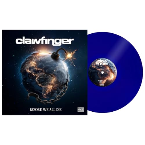 Clawfinger album cover showing Earth as a bomb next to a blue vinyl record.