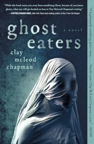 Book cover showing a figure draped in a white sheet against a dark background.