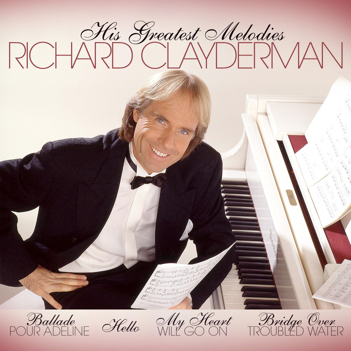 Richard Clayderman at a piano, album cover for "His Greatest Melodies.