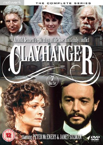 DVD cover for “Clayhanger” featuring period drama cast portraits.