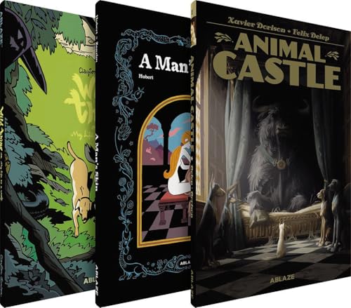 Three graphic novels with dark illustrations, part of the “Ablaze Spotlight on Fables” set.