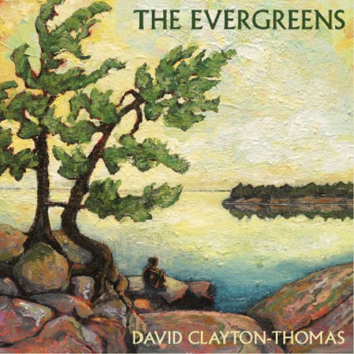 "Album cover featuring a serene painting of a person sitting by a body of water."
