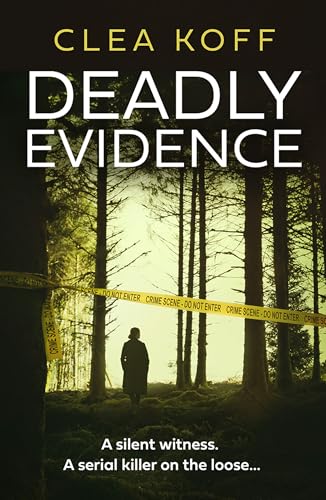 Book cover: “Deadly Evidence,” showing a figure in a forest crime scene.
