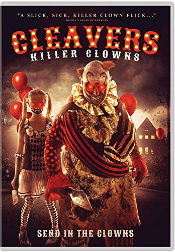 DVD cover for horror film "Cleavers Killer Clowns" featuring menacing clowns.
