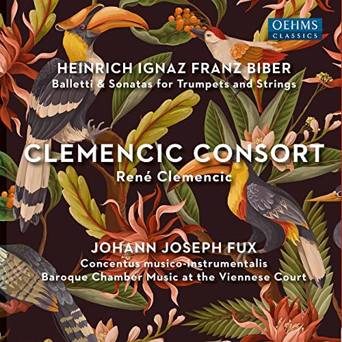 CD cover with colorful tropical birds and Baroque music composers’ names.