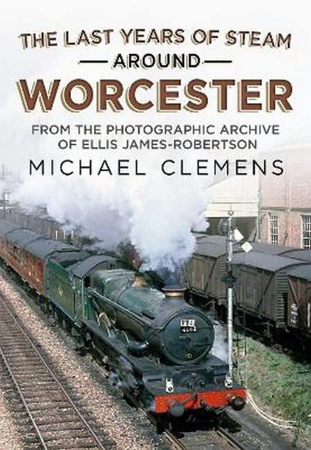 Book cover showing a steam locomotive pulling train cars with smoke on the tracks.